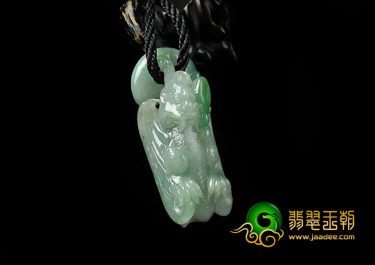 糯冰种飘翠缅甸翡翠A货蝙蝠龙挂件
