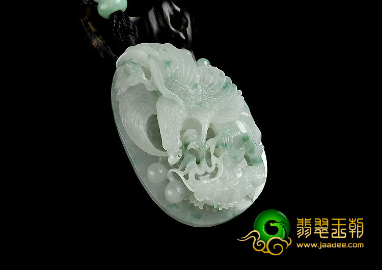 糯冰种飘花缅甸翡翠A货大展宏图挂件