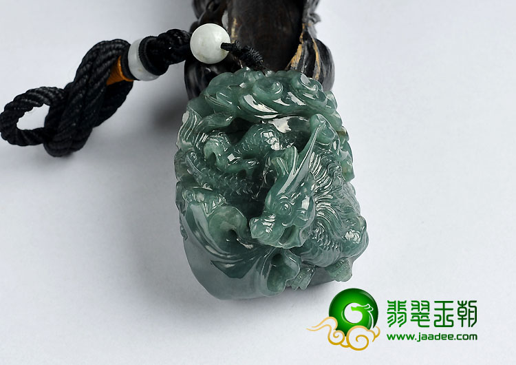 糯冰种油青缅甸翡翠A货龙行如意挂件