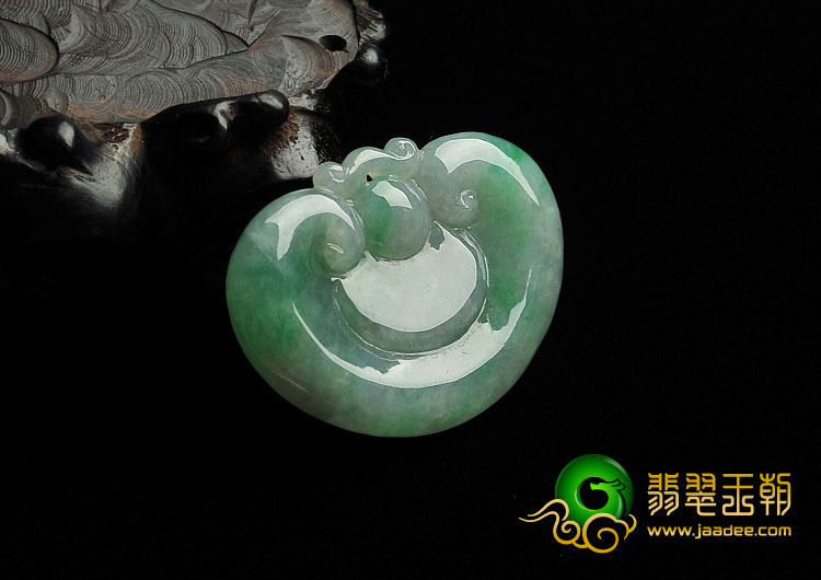 糯冰种飘翠缅甸翡翠A货长命锁挂件