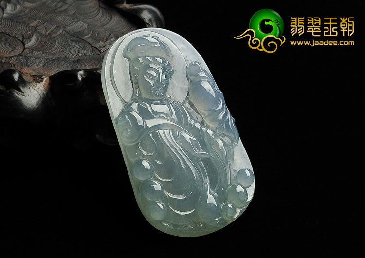冰种晴水缅甸翡翠A货观音挂件