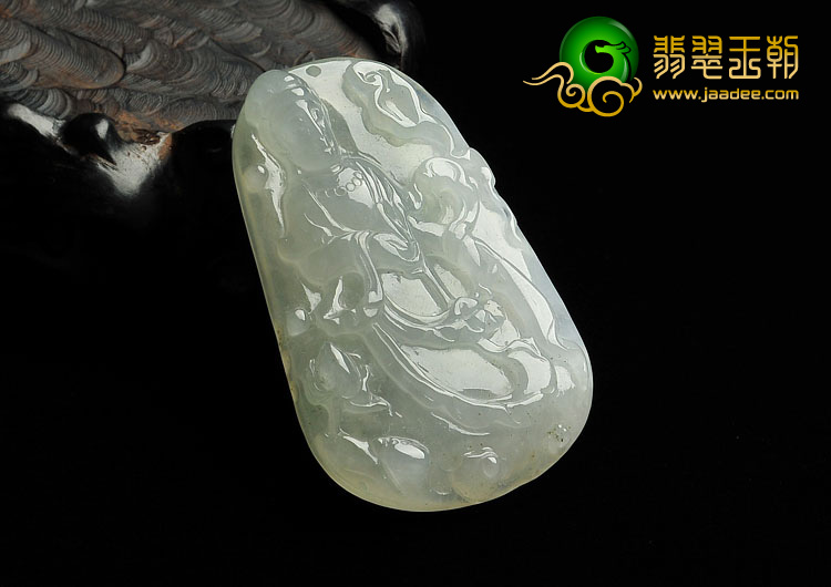 糯冰种晴水缅甸翡翠A货观音挂件
