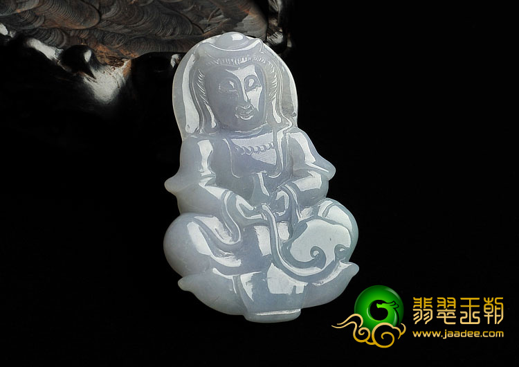 糯冰种淡紫罗兰缅甸翡翠A货观音挂件