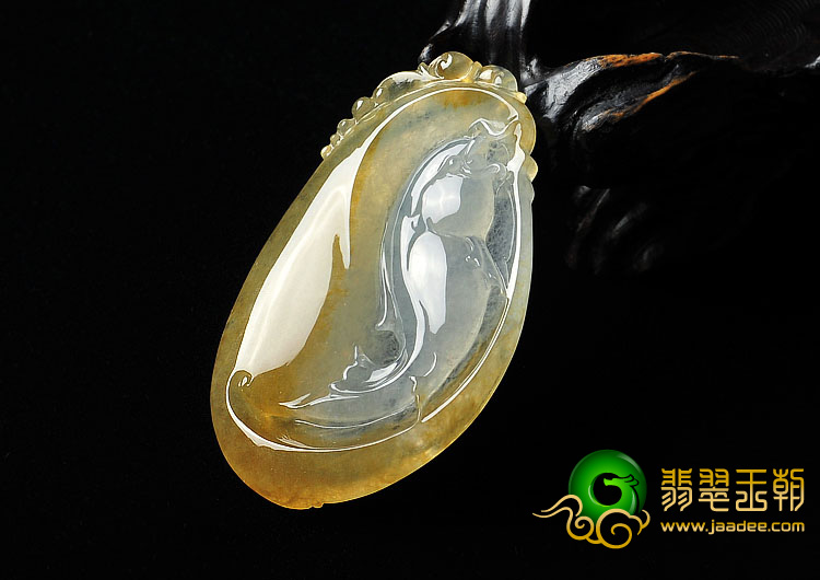 冰种黄翡缅甸翡翠A货年年有余挂件