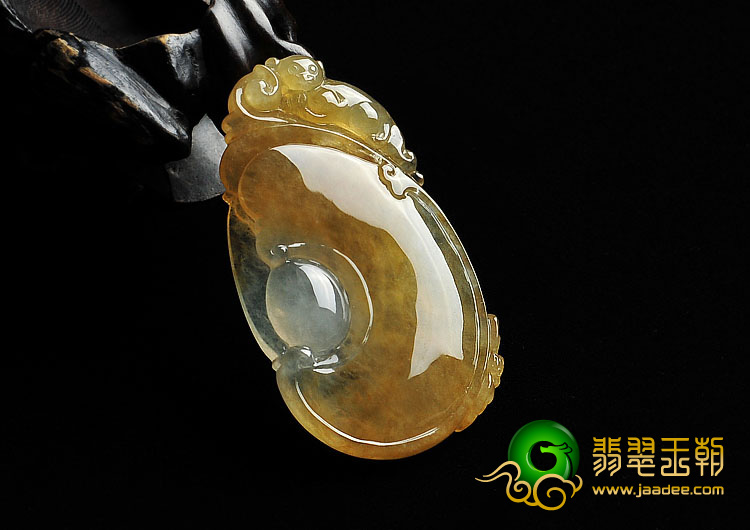 冰种黄翡缅甸翡翠A货如意寿挂件