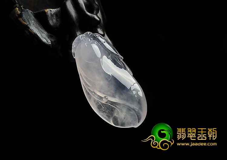 冰玻种缅甸翡翠A货玉兰花挂件