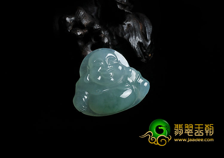 冰种飘花缅甸翡翠A货玉佛挂件