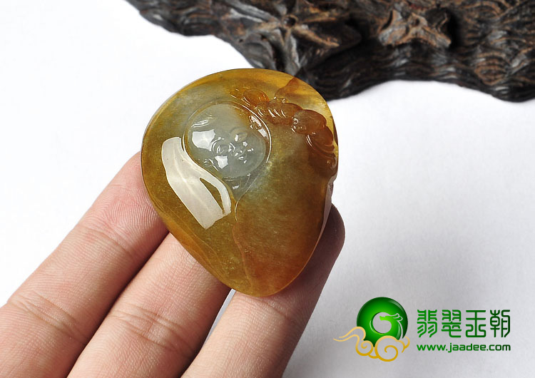 (超值推荐)冰种褐黄翡缅甸翡翠A货招财童子挂件