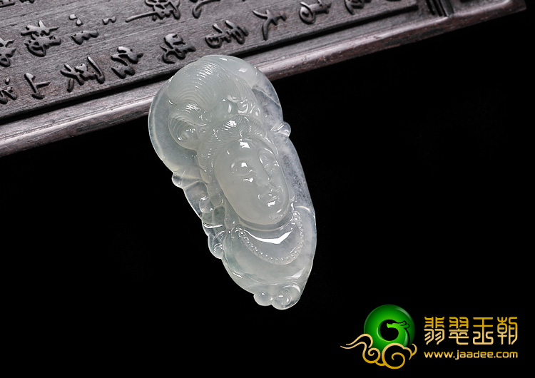 冰种晴水缅甸翡翠A货观音头挂件