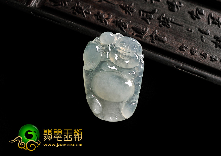 冰种晴水略飘花缅甸翡翠A货逍遥佛挂件