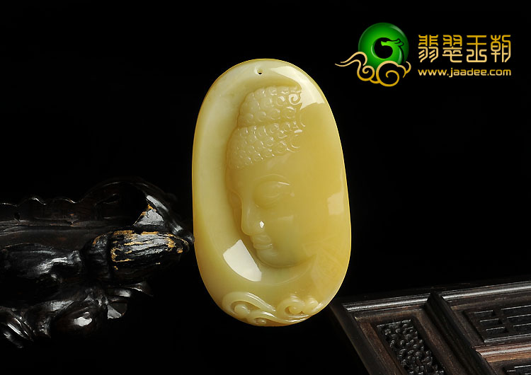 糯冰种黄翡缅甸翡翠A货释迦牟尼挂件