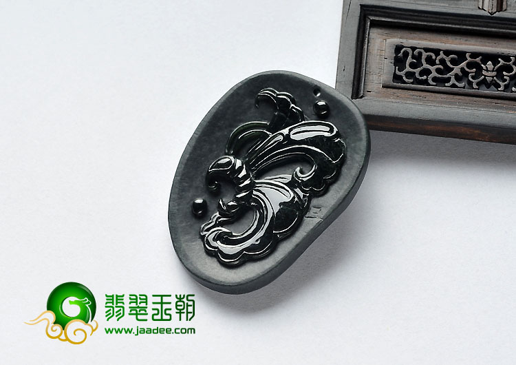 冰种墨翠缅甸翡翠A货蝴蝶挂件