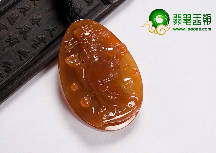 冰种红翡缅甸翡翠A货财神挂件