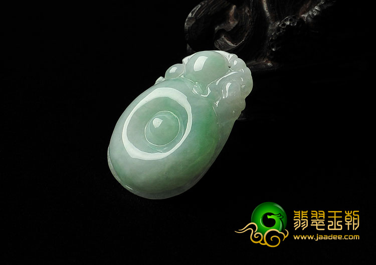 糯冰种白底青缅甸翡翠A货福在眼前挂件