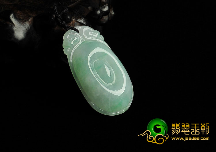 糯冰种白底青缅甸翡翠A货福在眼前挂件