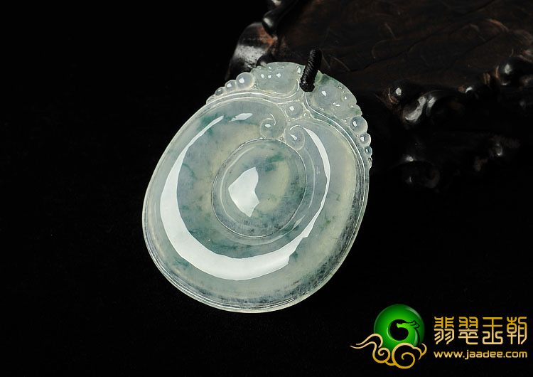 冰种飘花缅甸翡翠A货福在眼前挂件