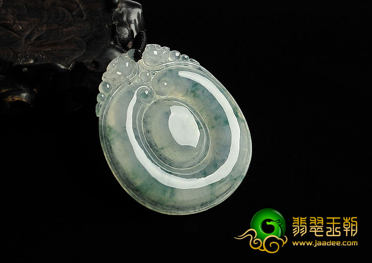 冰种飘花缅甸翡翠A货福在眼前挂件