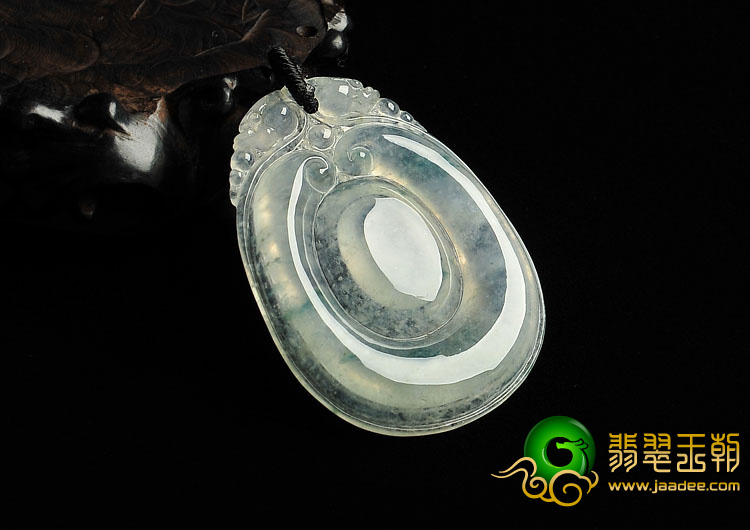 冰玻种飘花缅甸翡翠A货福在眼前挂件