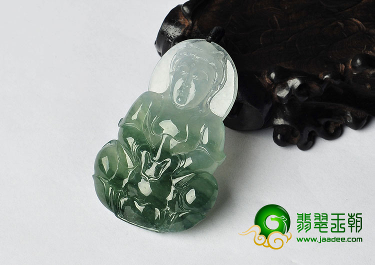 冰种飘花缅甸翡翠A货观音挂件