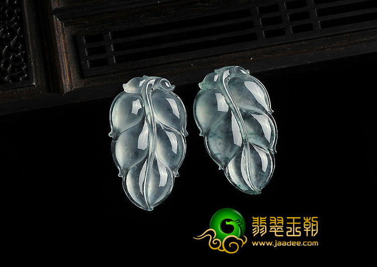 冰玻种飘花缅甸翡翠A货叶子挂件（单价）