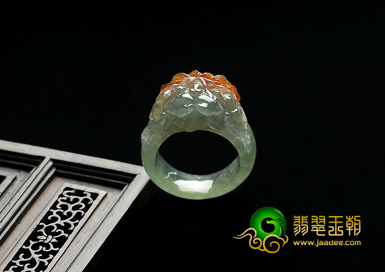 冰种红黄翡缅甸翡翠A货龙头指环