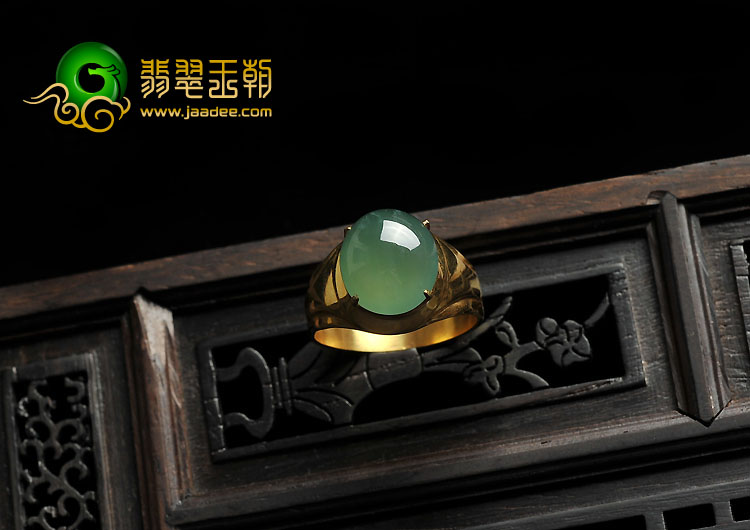 冰种蓝绿缅甸翡翠A货戒面