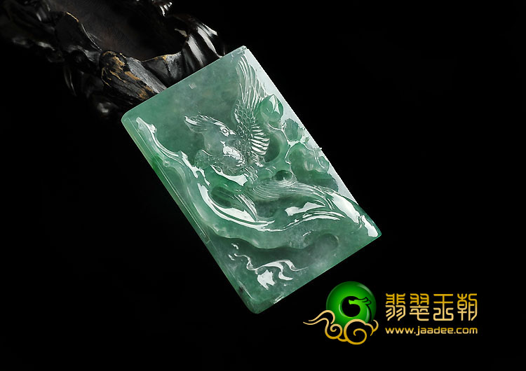 冰种翠色缅甸翡翠A货喜上眉梢挂件