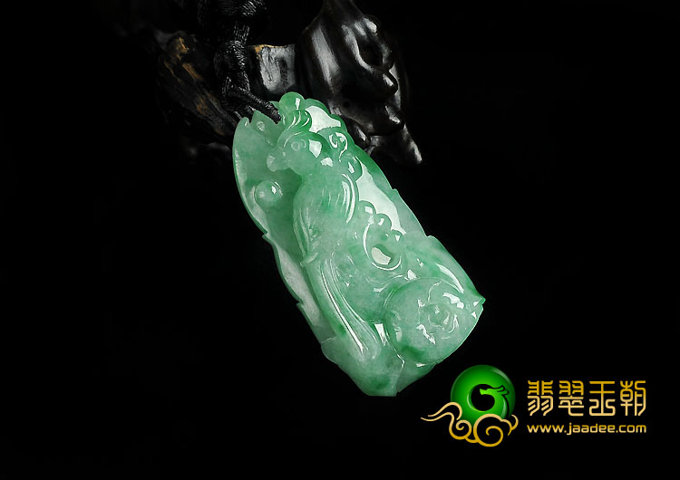 糯冰种飘翠缅甸翡翠A货英明神武挂件