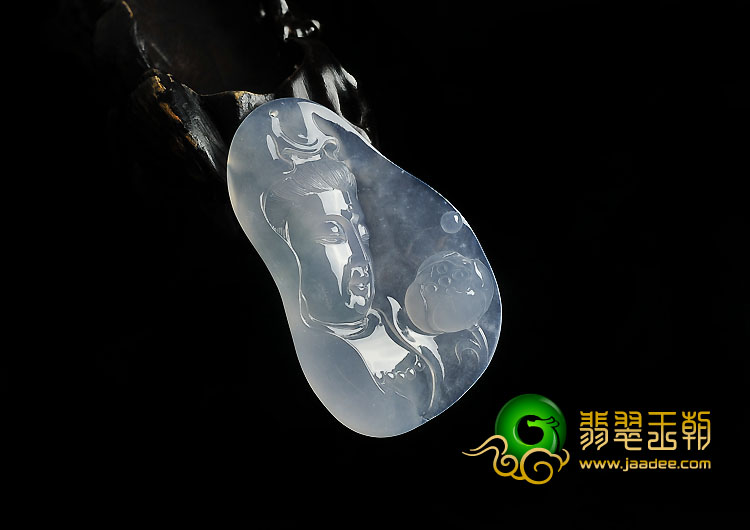 冰玻种紫罗兰缅甸翡翠A货观音头挂件