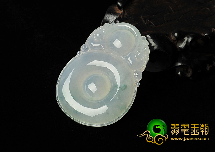 糯冰种飘花缅甸翡翠A货福在眼前挂件