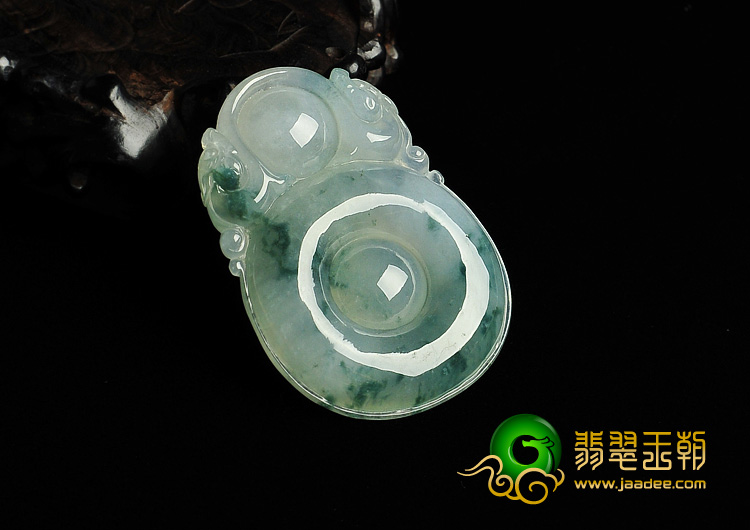 糯冰种飘花缅甸翡翠A货福在眼前挂件