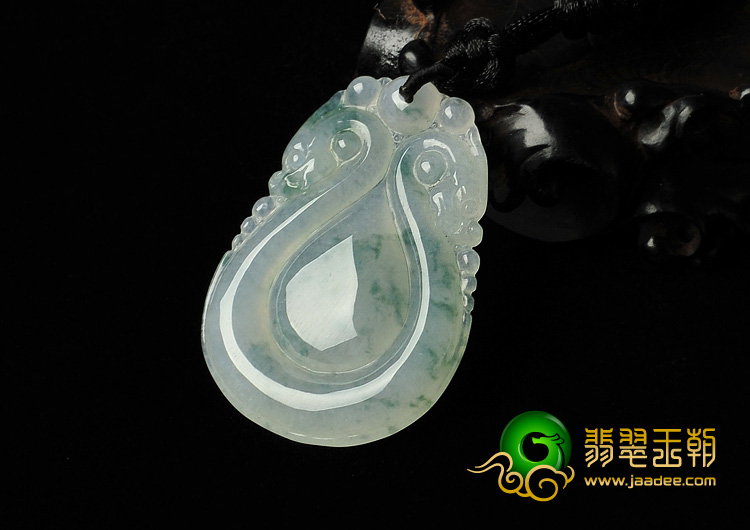 糯冰种飘花缅甸翡翠A货双龙如意挂件