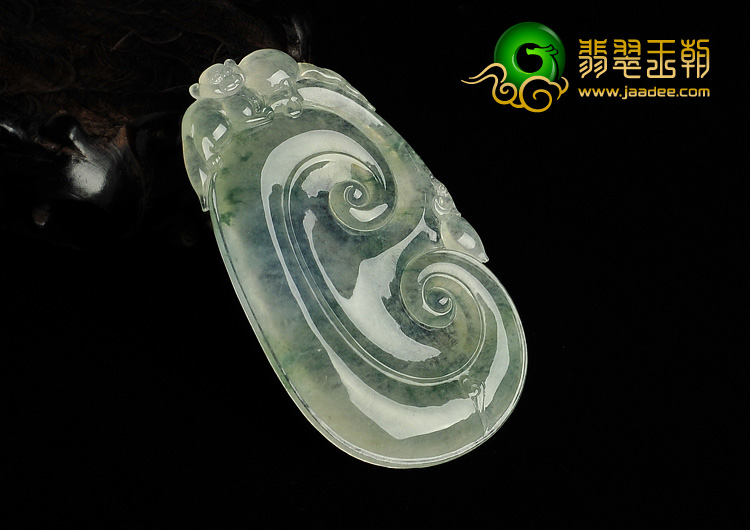 冰玻种黄翡飘花缅甸翡翠A货如意挂件