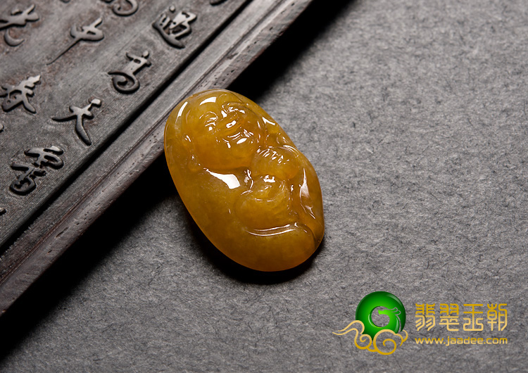 冰种黄翡缅甸翡翠A货玉佛挂件