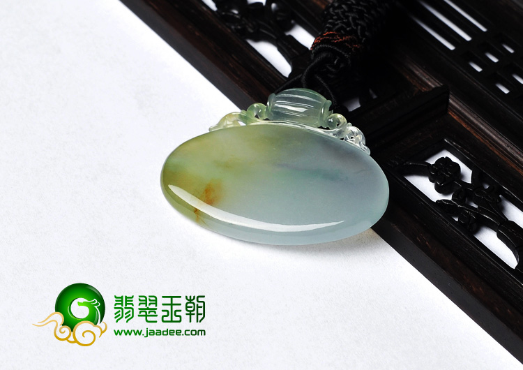 冰种淡黄翡缅甸翡翠A货平安锁挂件