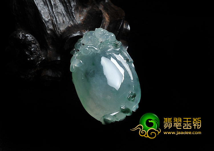 冰种飘花缅甸翡翠A货欢喜福瓜挂件