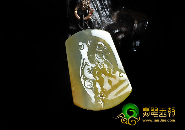 冰种黄翡缅甸翡翠A货有凤来仪挂件