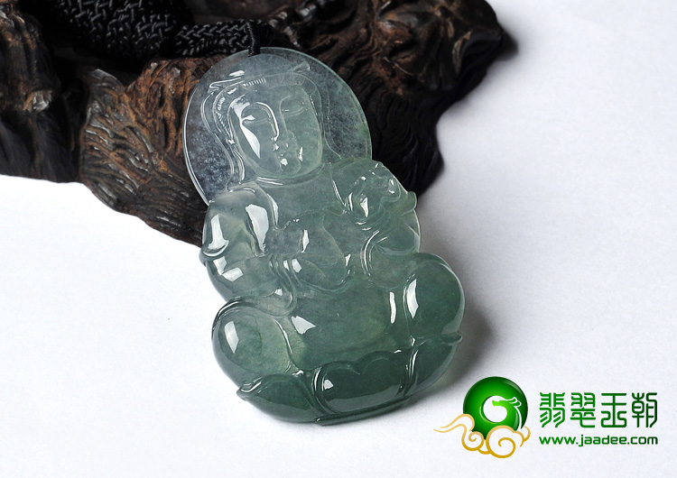 冰种晴水缅甸翡翠A货观音挂件