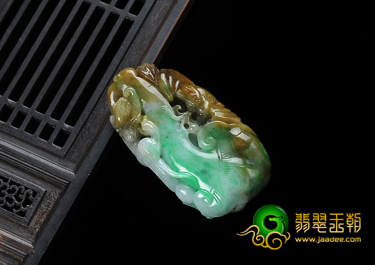 糯冰种黄加绿缅甸翡翠A货生意兴隆挂件
