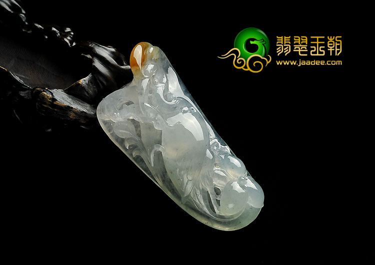 冰种晴水略带黄翡缅甸翡翠A货一路连科挂件