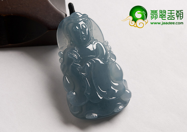冰种紫罗兰缅甸翡翠A货站观音挂件
