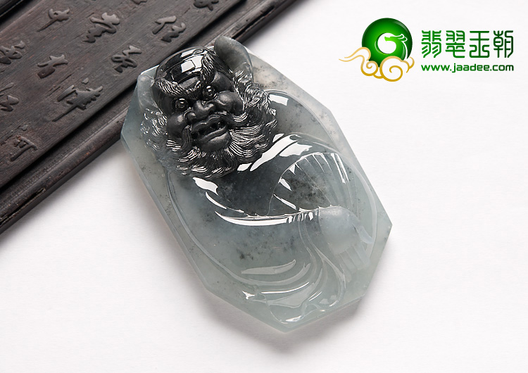冰种水墨色缅甸翡翠A货钟馗挂件