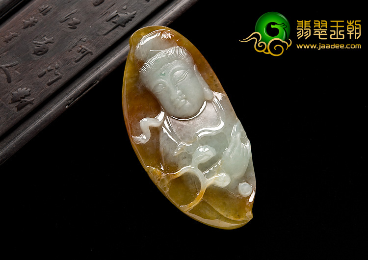 糯冰种褐红翡缅甸翡翠A货观音挂件