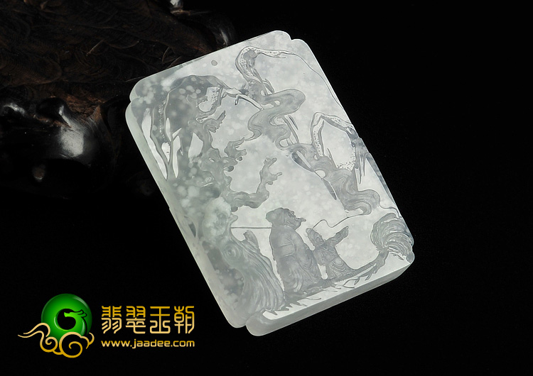冰玻种缅甸翡翠A货风雪夜归人挂件