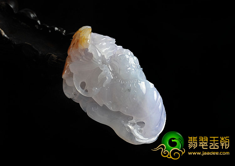 冰种紫罗兰黄翡缅甸翡翠A货福寿如意手玩件