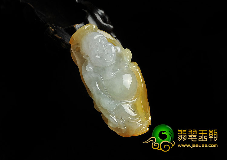 冰种黄翡缅甸翡翠A货玉佛挂件
