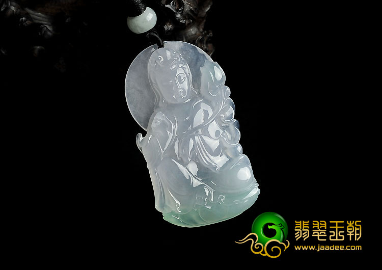 冰种飘翠缅甸翡翠A货观音挂件