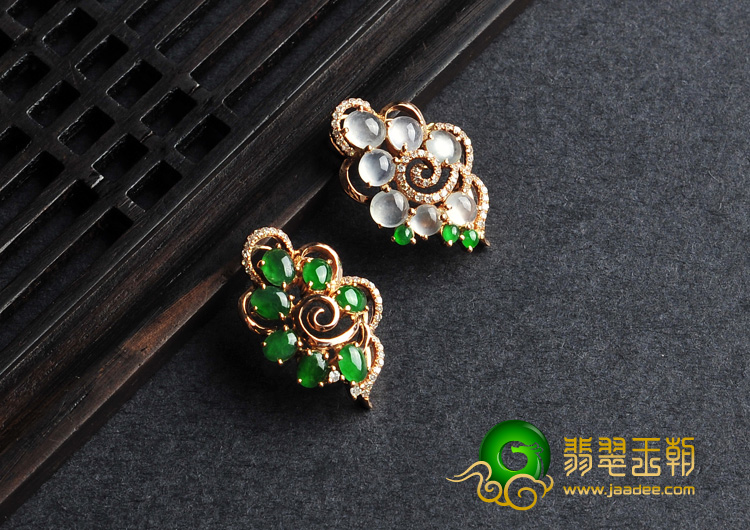 玻璃（冰玻种）阳绿缅甸翡翠A货镶玫瑰金胸坠（真钻）（单价）