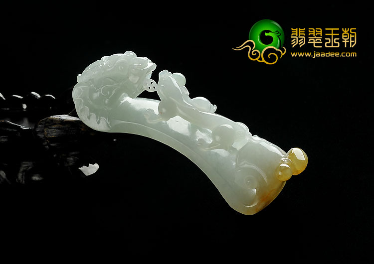 糯冰种晴水黄翡缅甸翡翠A货望子成龙挂件