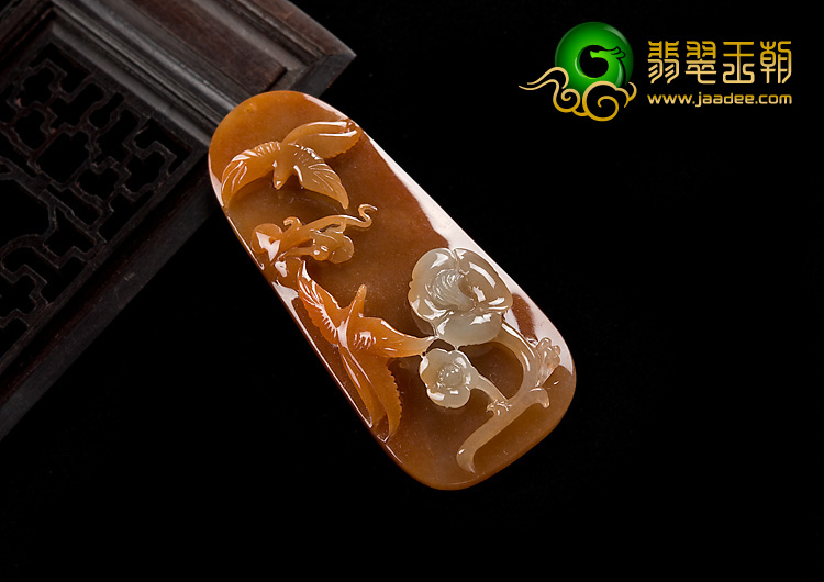 糯冰种红黄翡缅甸翡翠A货喜上眉梢挂件